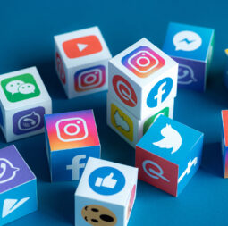 Social Media Apps Logotypes Printed on a Cubes